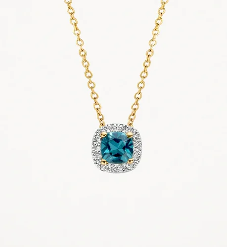 BLUSH - Collier topaze bleue entourée de diamants en or