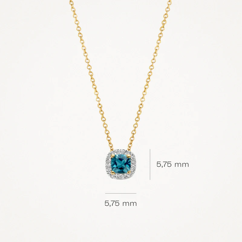 BLUSH - Collier topaze bleue entourée de diamants en or – Image 4