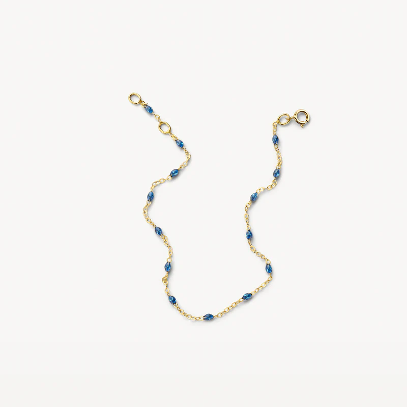 Bracelet avec pierres en résine bleue ⌀ 0,8 mm en or jaune – Image 2