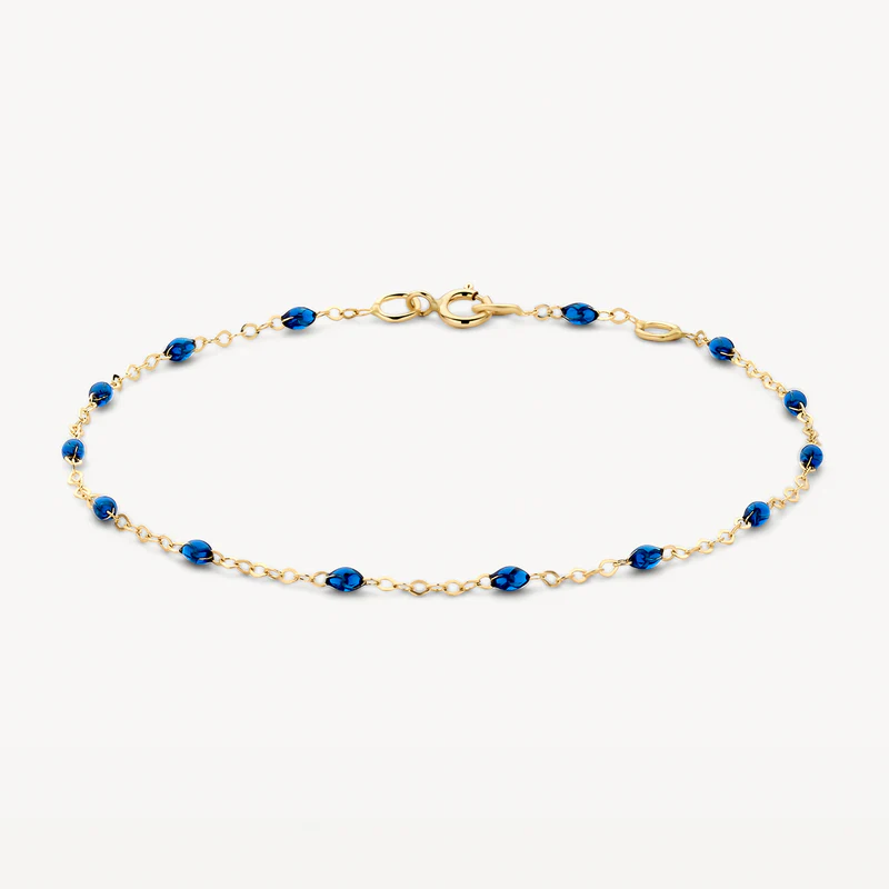 Bracelet avec pierres en résine bleue ⌀ 0,8 mm en or jaune