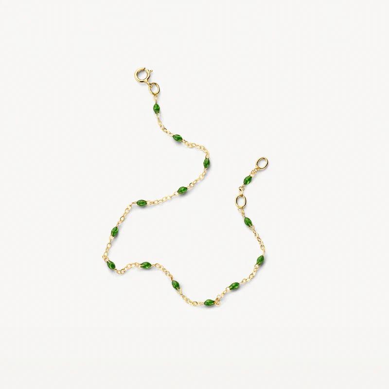 Bracelet avec pierres en résine verte ⌀ 0,8 mm en or jaune – Image 2