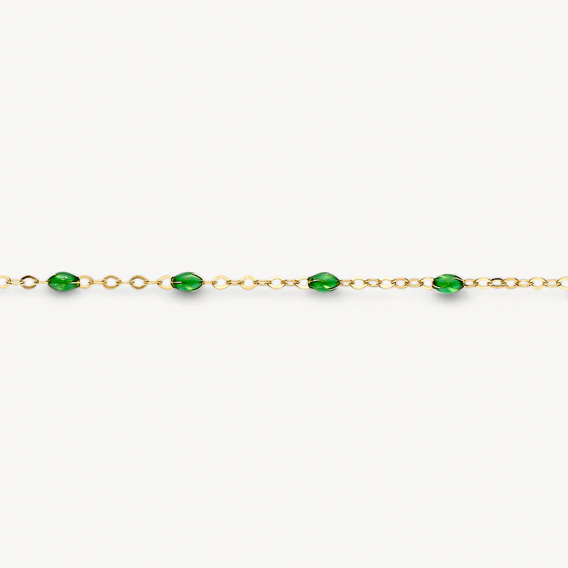 Bracelet avec pierres en résine verte ⌀ 0,8 mm en or jaune – Image 4