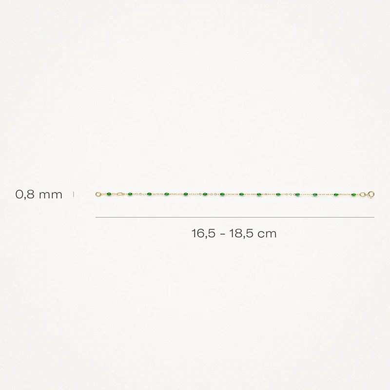 Bracelet avec pierres en résine verte ⌀ 0,8 mm en or jaune – Image 5